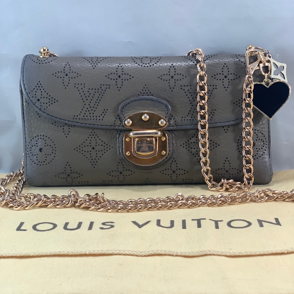 Louis Vuitton Gray Leather Chain Bag